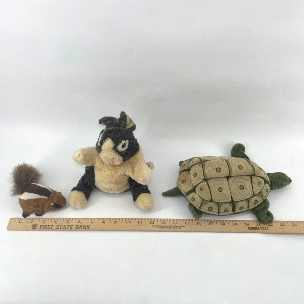 Vtg Folkmanis Folktails‎ Turtle Tortoise Plush Hand Puppet 1 Bunny 1 Chipmunk